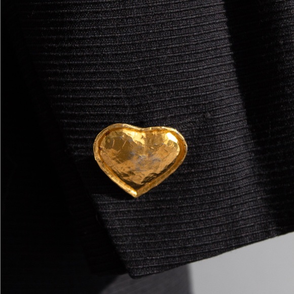 Yves Saint Laurent Variation Vintage S/S 1995 Black Gold Heart Jacket Skirt Suit - Picture 9 of 14